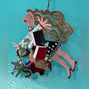 Shop till you drop Christmas metal ornament shopaholic by Karen Rossi charms